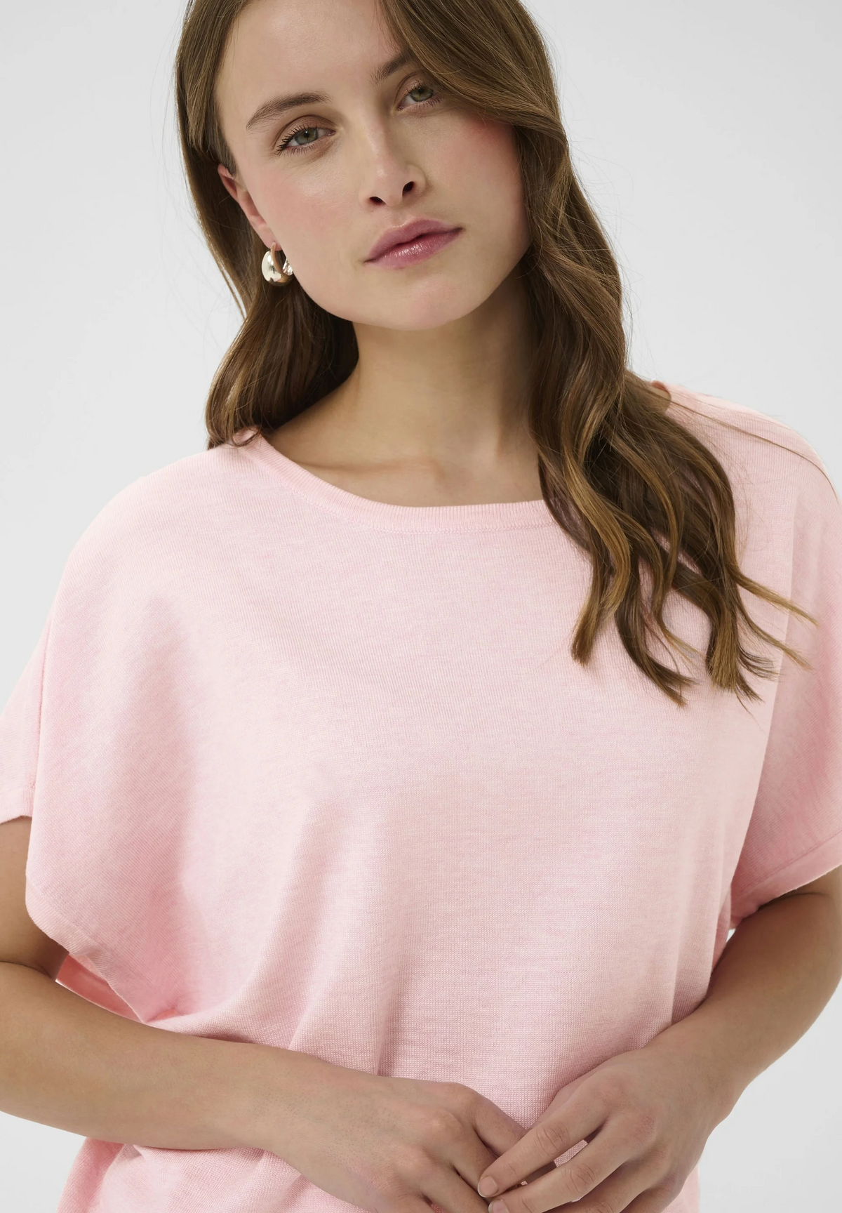 Saint Tropez Mila Round Neck SS Pullover - Ballerina Melange