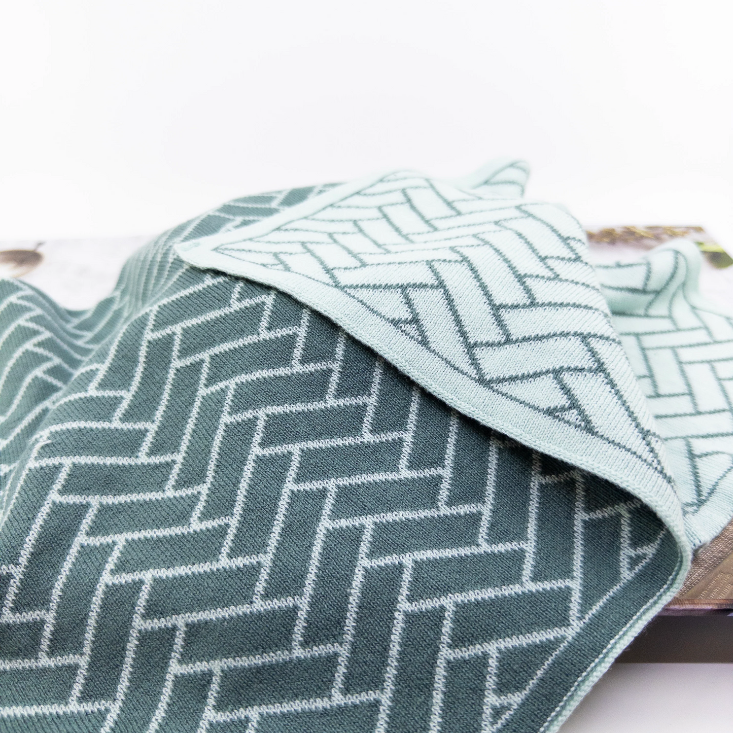 Ecovask Kitchen Towel Duo - Sea Foam Herringbone