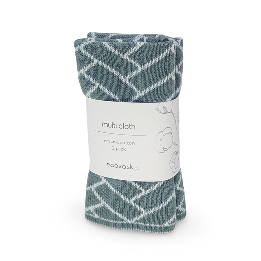 Ecovask Multi Cloth 2pk - Sea Foam Herringbone