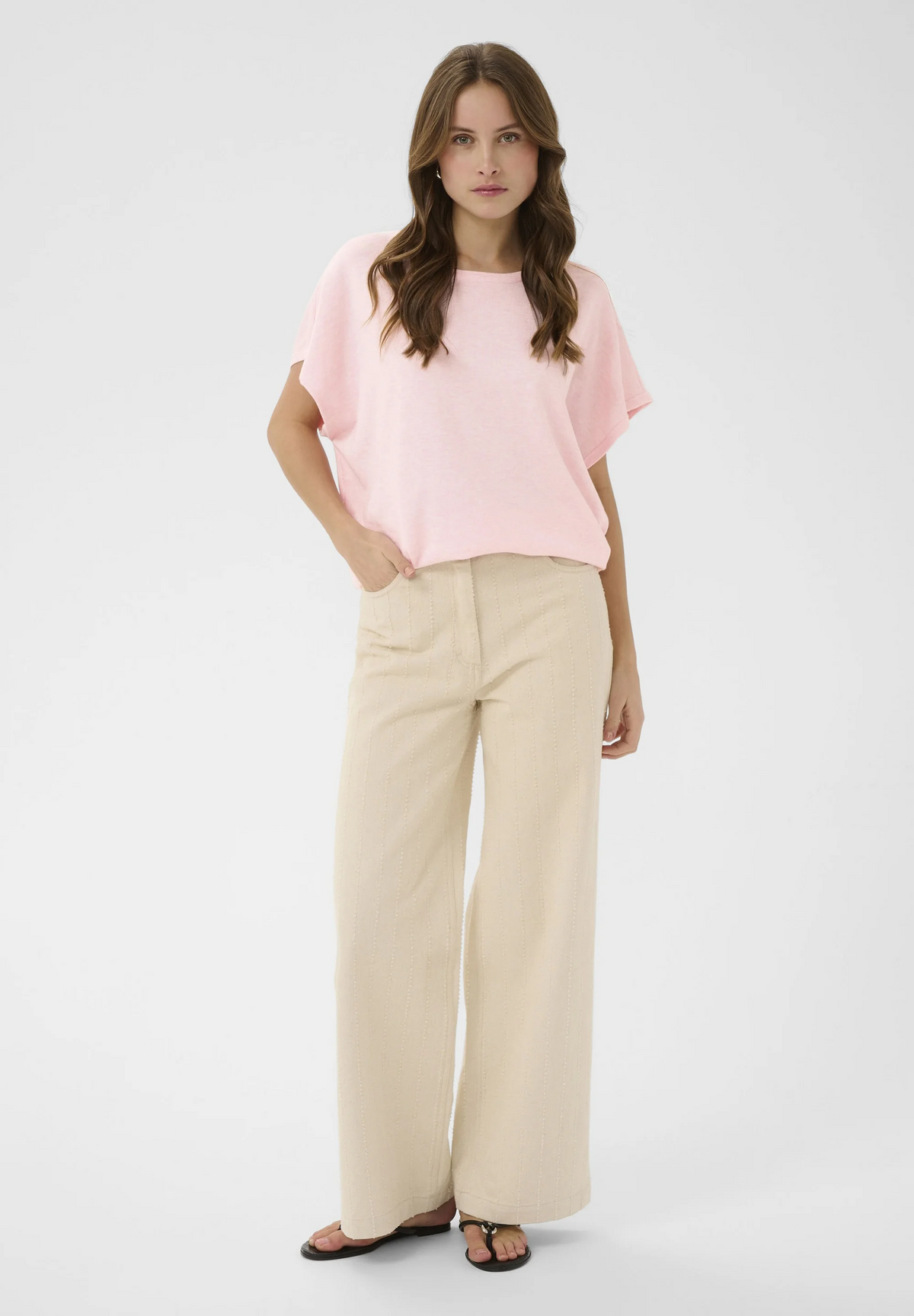 Saint Tropez Mila Round Neck SS Pullover - Ballerina Melange
