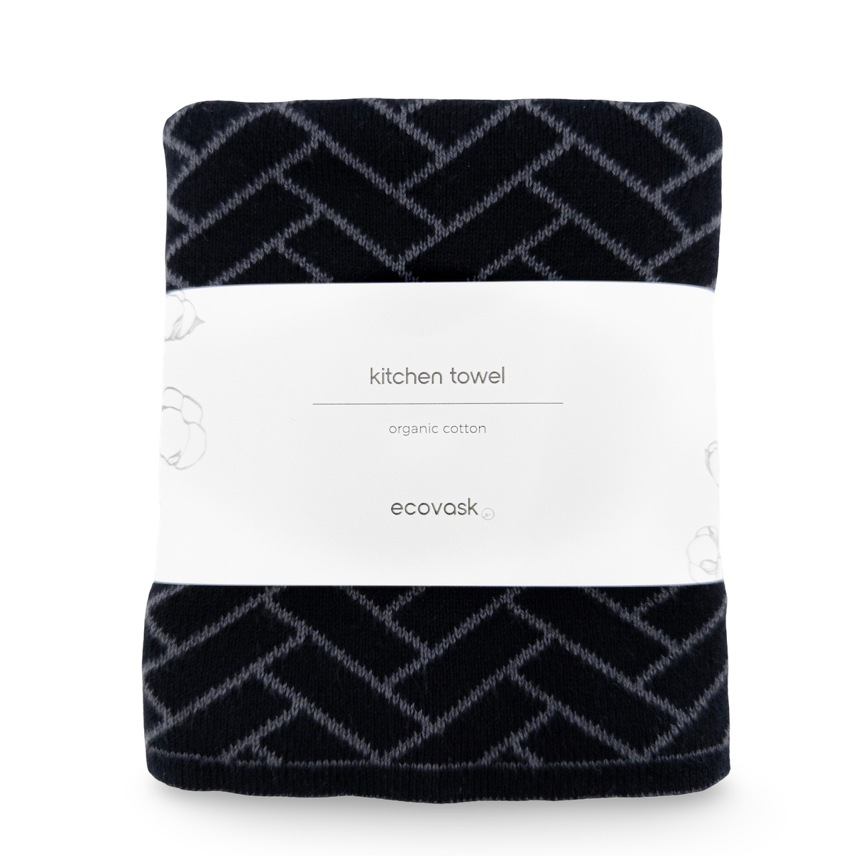 Ecovask Kitchen Towel - Raven/Graphite Herringbone