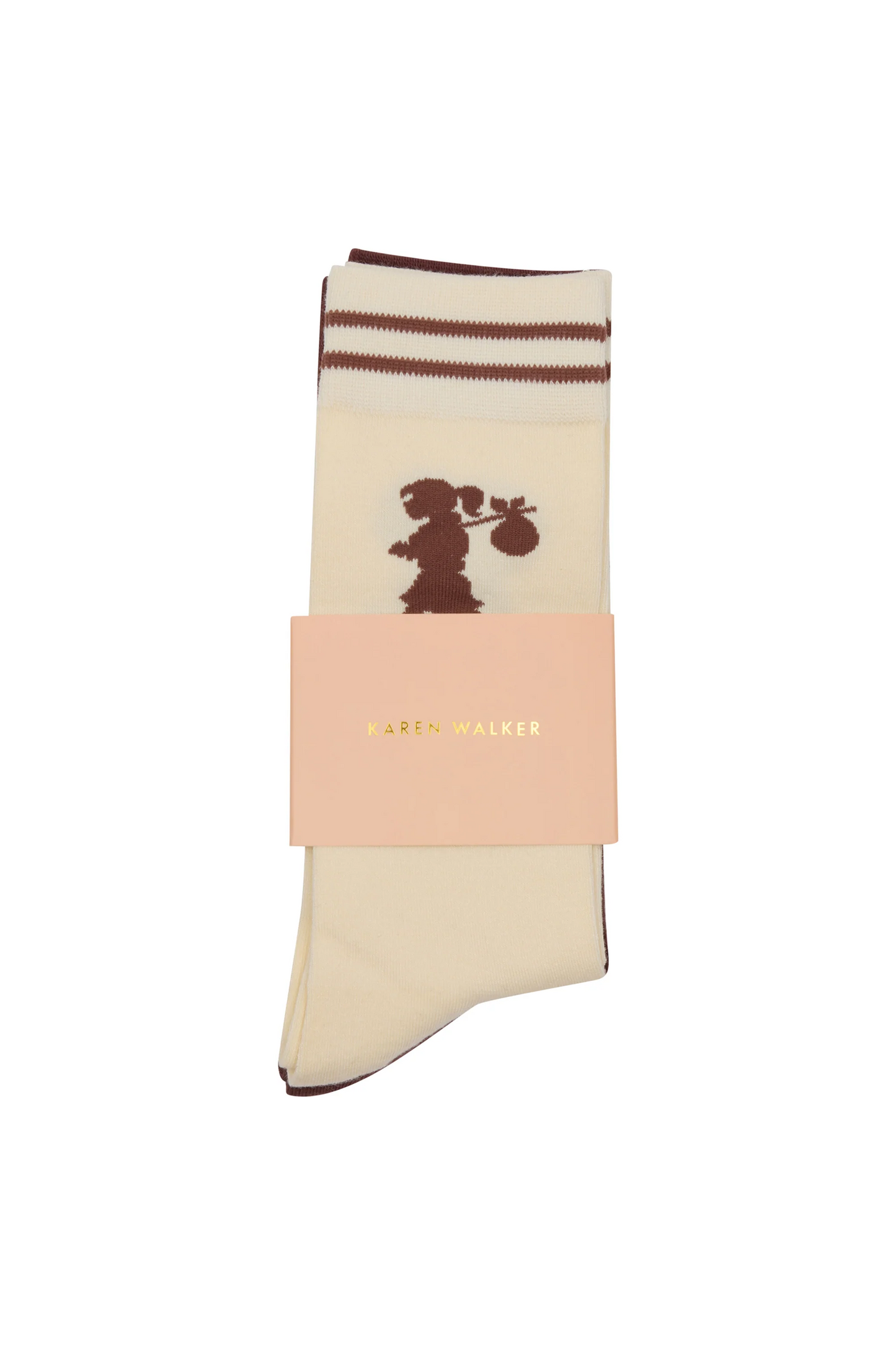 Karen Walker Runaway Girl Socks 2 Pack - Cream/Mahogany