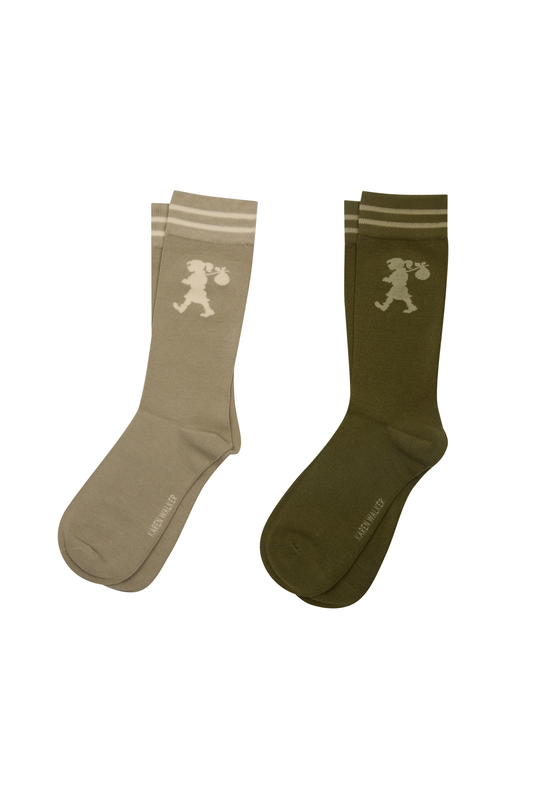Karen Walker Runaway Girl Socks 2 Pack - Sage/Olive