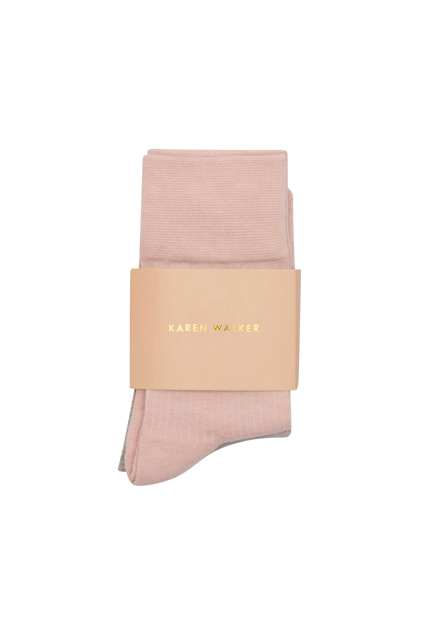 Karen Walker Runaway Embroidered Socks 2 Pack - Blush/Light Grey