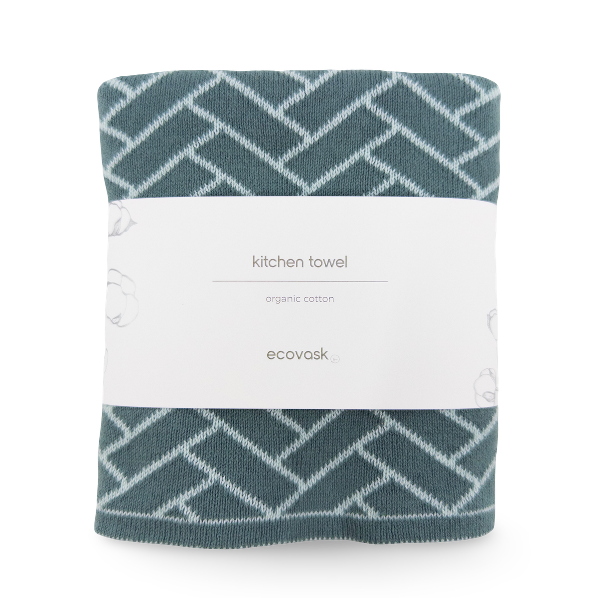 Ecovask Kitchen Towel - Sea Foam Herringbone