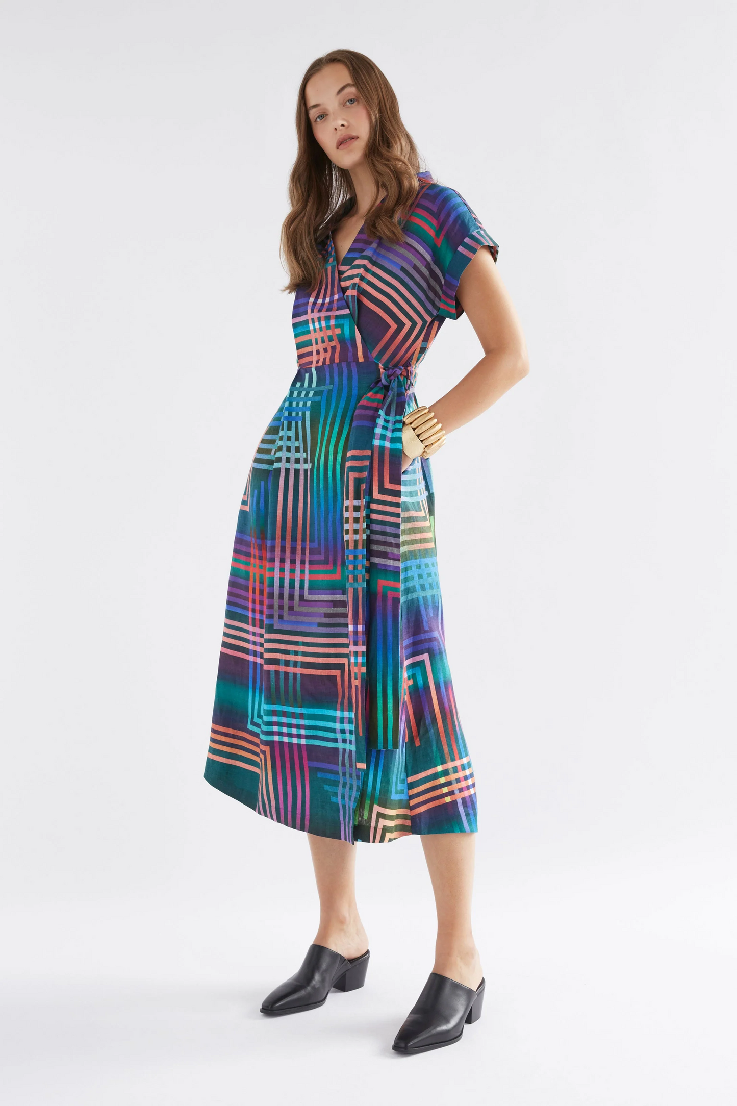 Elk Minnen Wrap Dress - Navy Lightenen Print