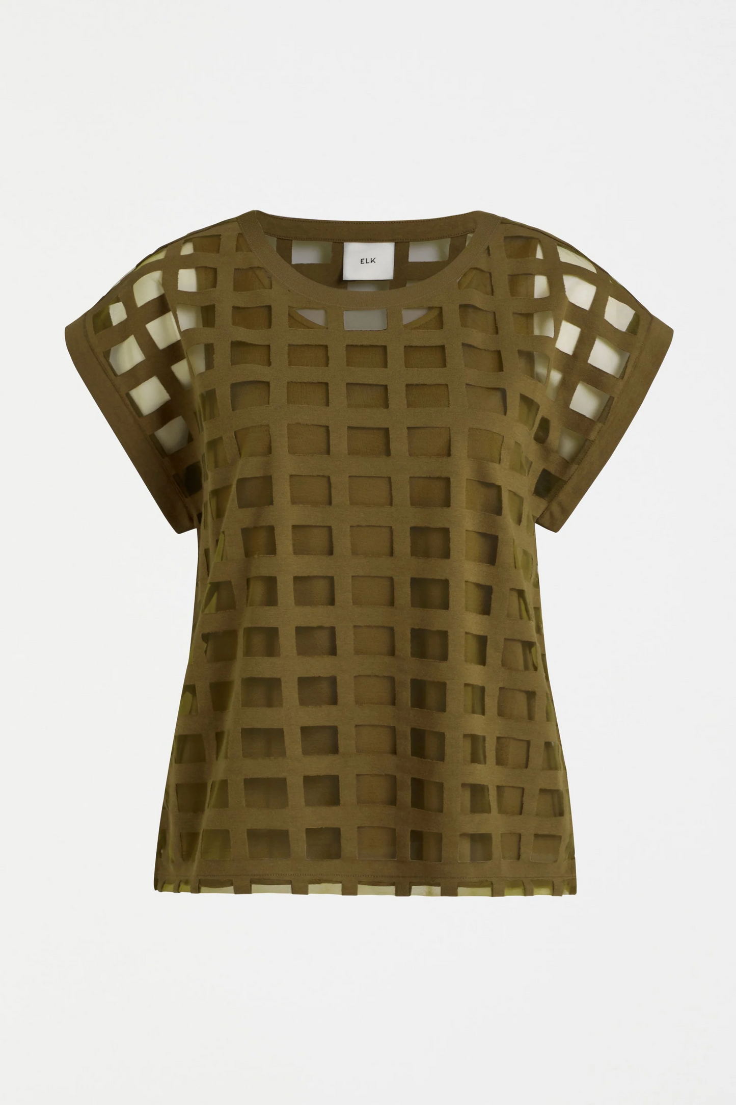 Elk Grid Burnout Top  - Olive Moss