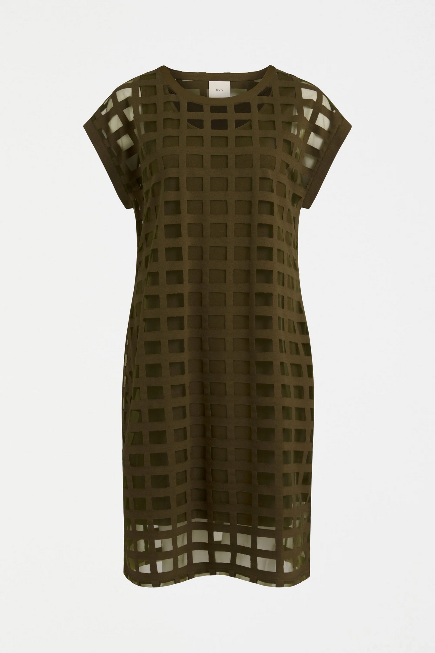 Elk Grid Burnout Dress - Olive Moss