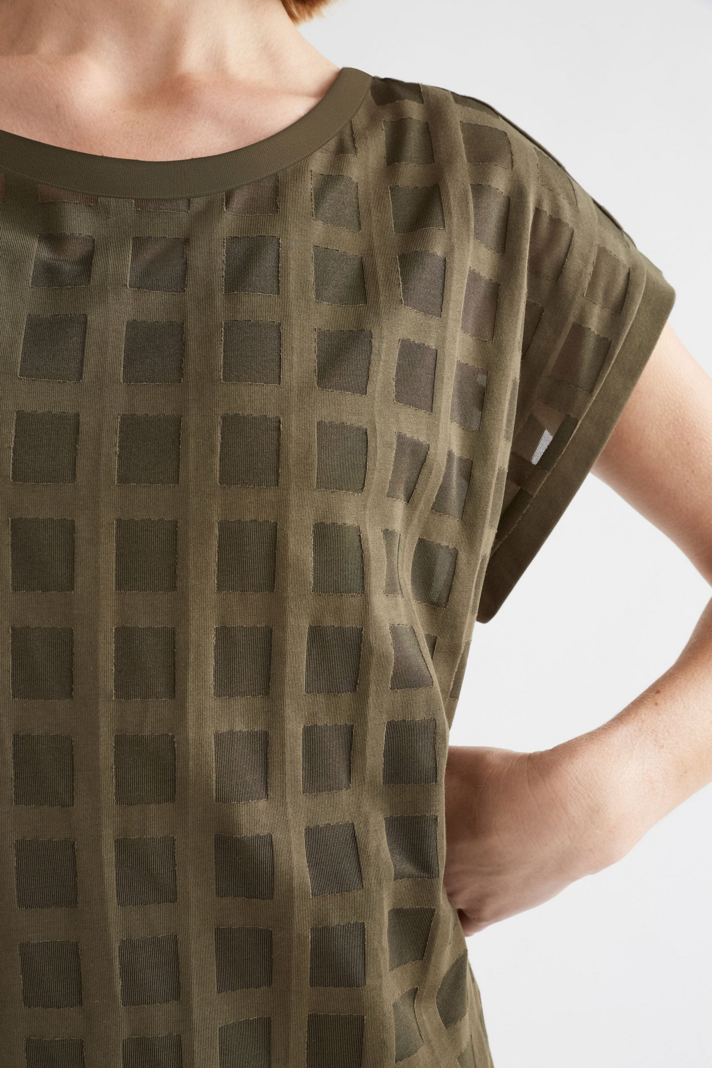 Elk Grid Burnout Dress - Olive Moss