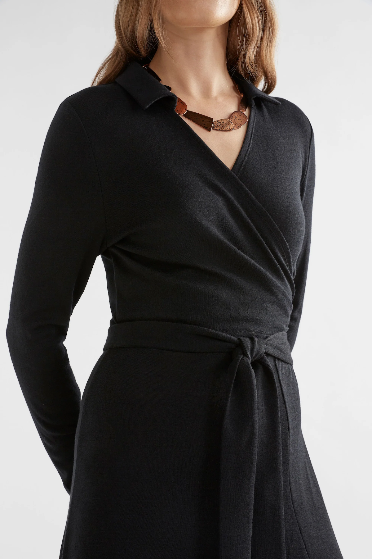 Elk Merino Wool Wrap Dress - Black