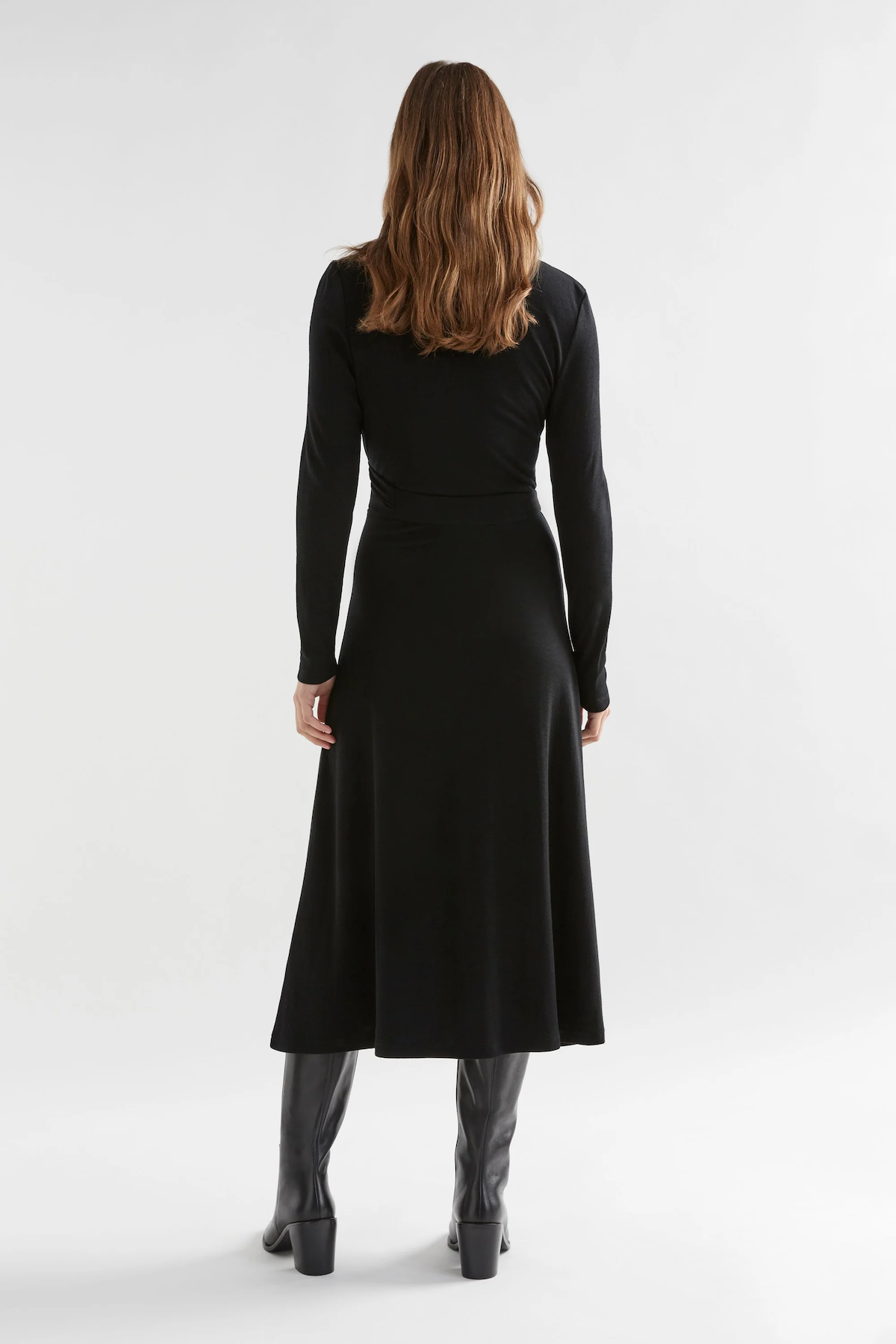 Elk Merino Wool Wrap Dress - Black