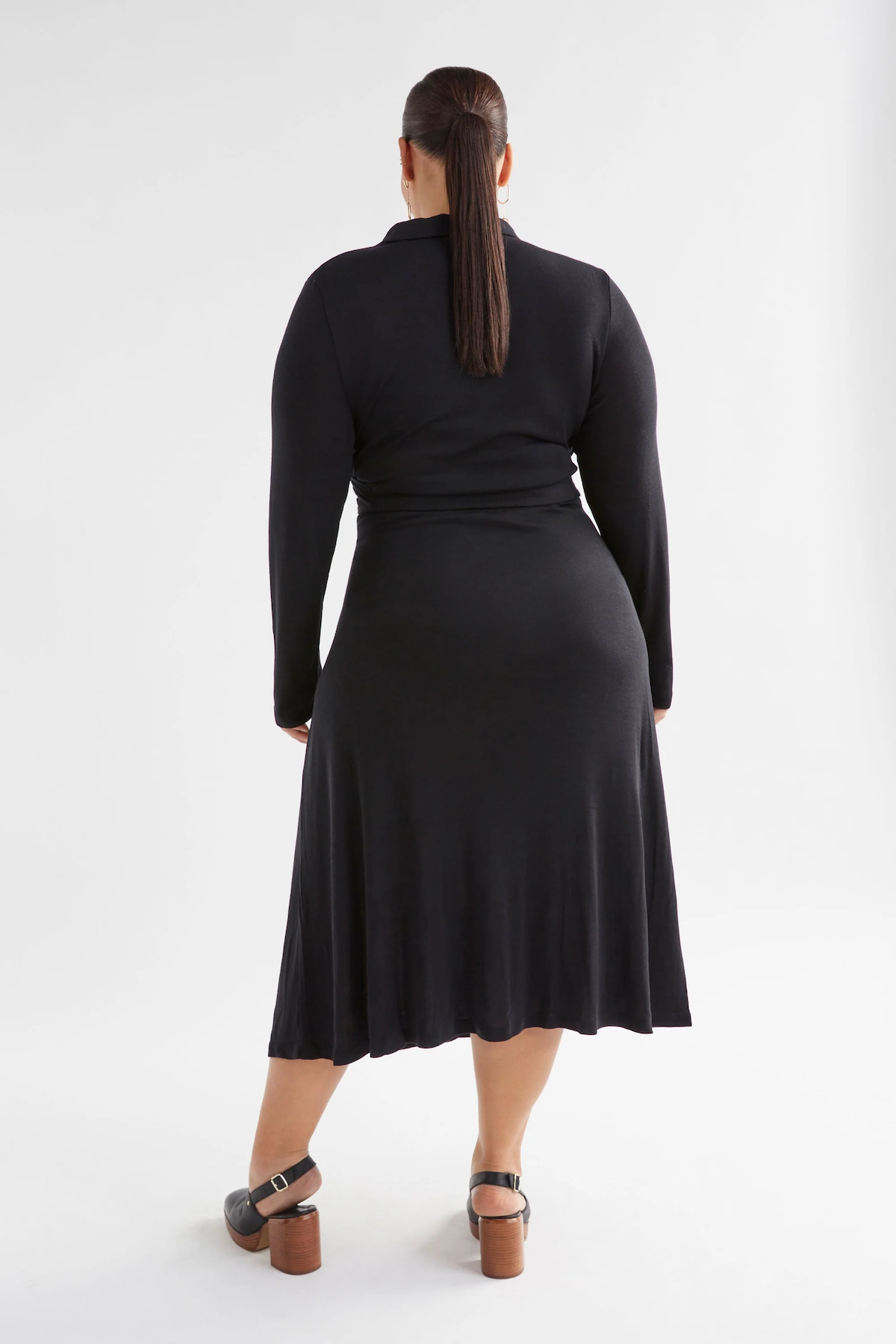 Elk Merino Wool Wrap Dress - Black