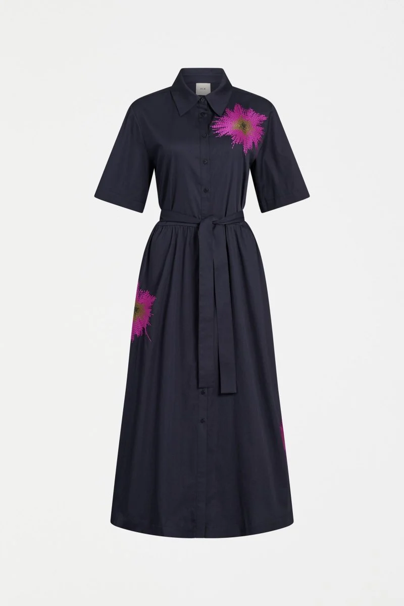 Elk Eiren Shirt Dress - New Navy/Fuchsia