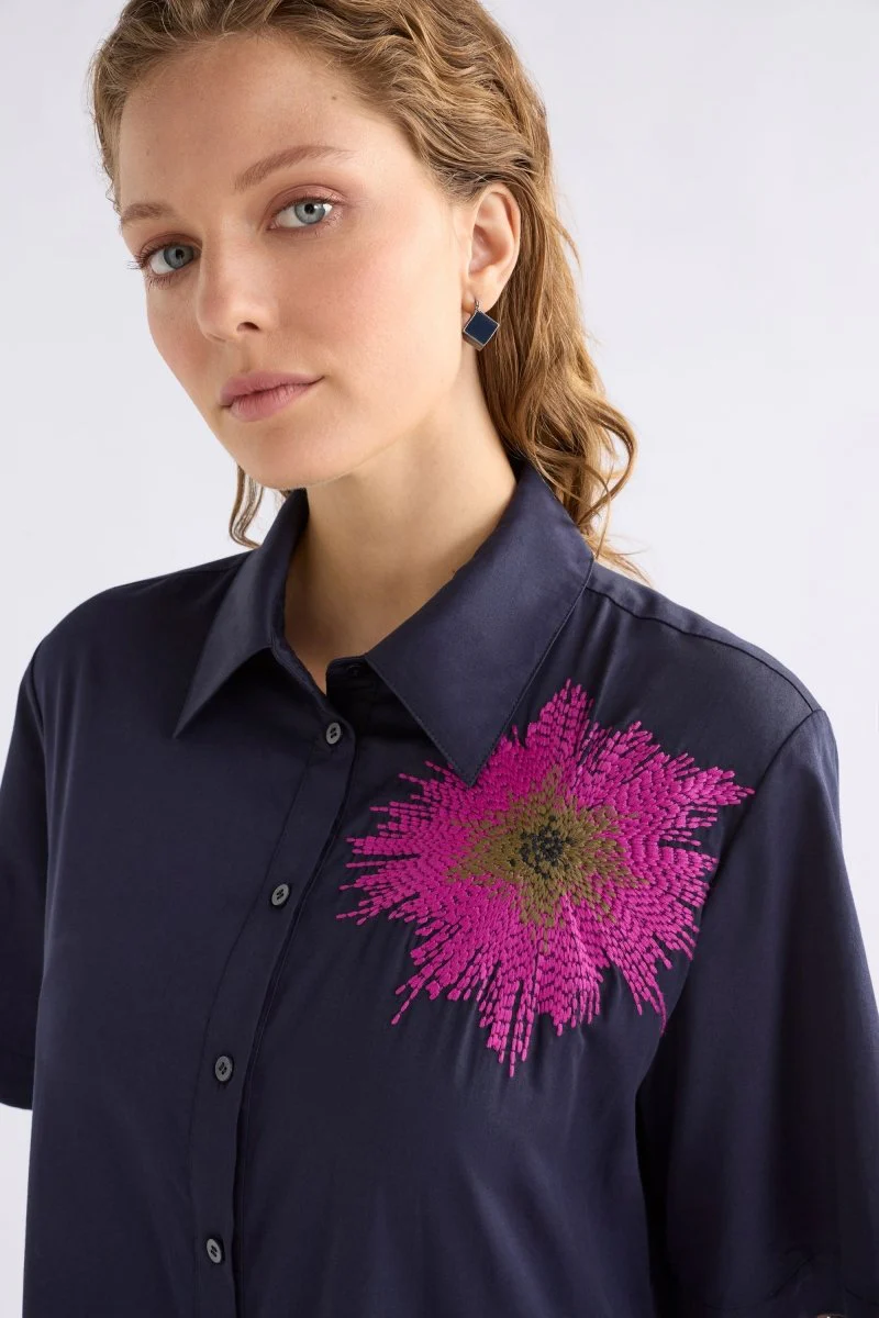 Elk Eiren Shirt Dress - New Navy/Fuchsia
