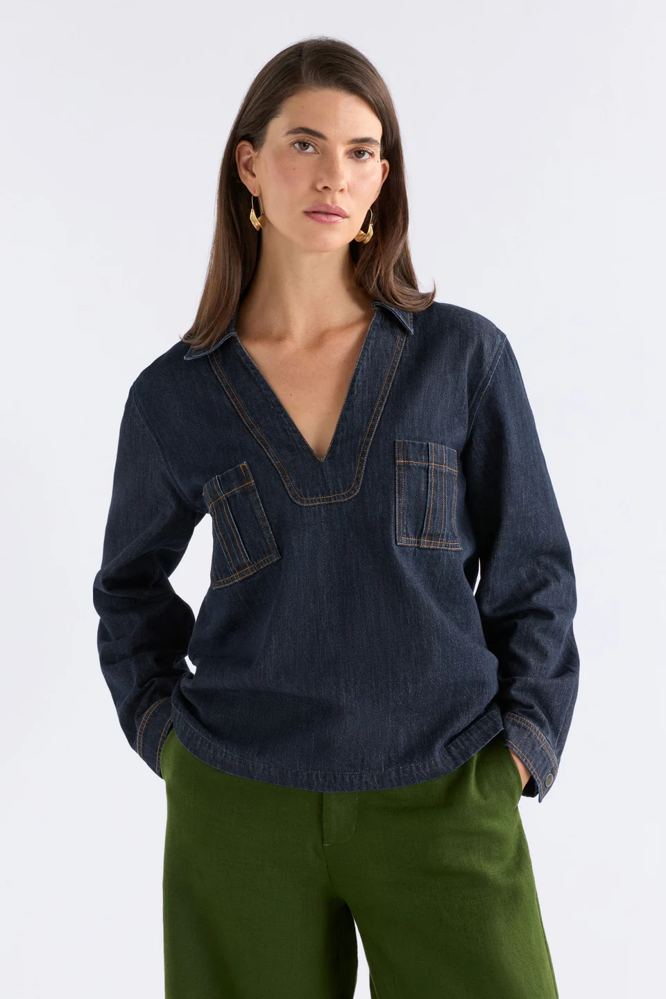 Elk Valor Top - Mid Blue Denim