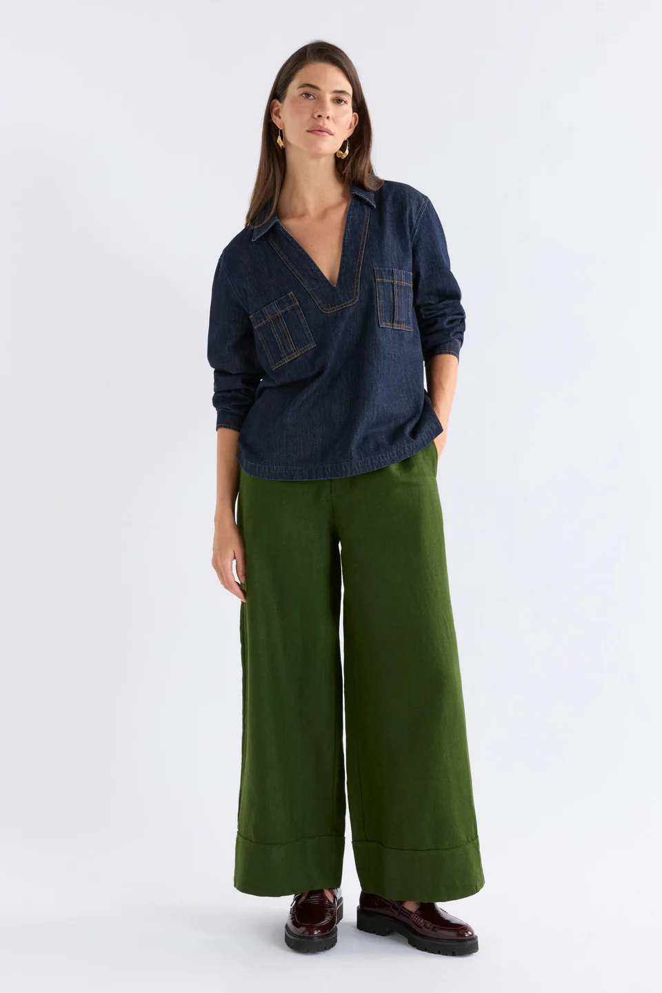 Elk Valor Top - Mid Blue Denim