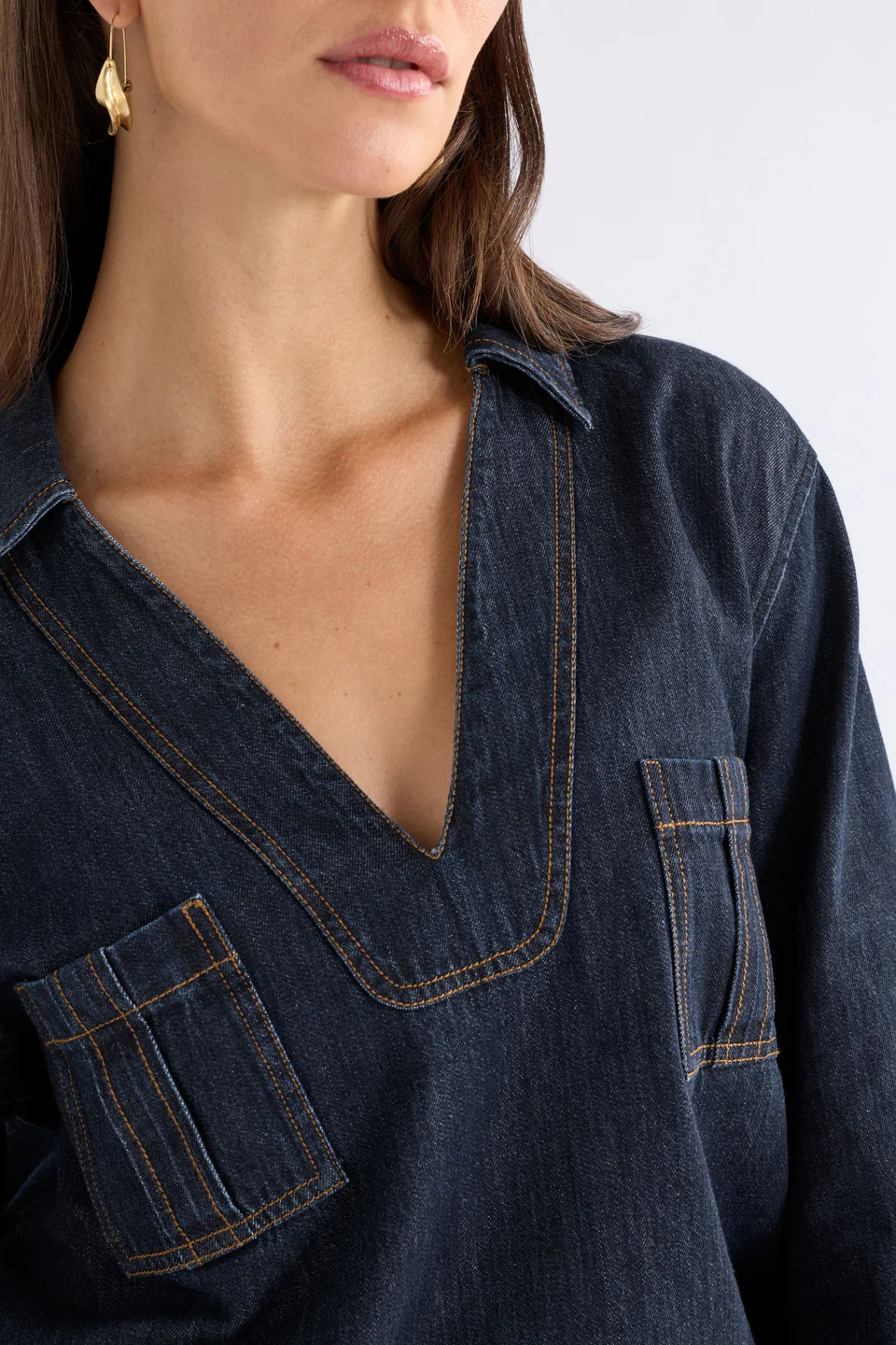 Elk Valor Top - Mid Blue Denim