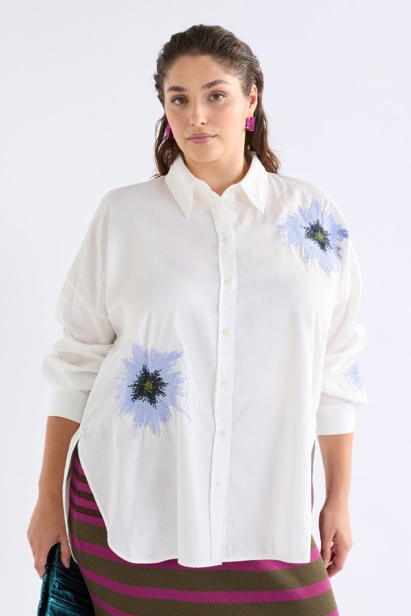 Elk Eiren Relaxed Shirt - White/Lilac Blue