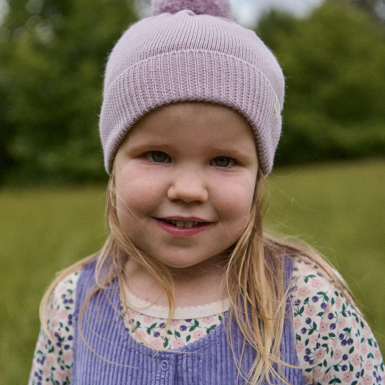 Nature Baby Alpine Pom Pom Beanie - Lilac