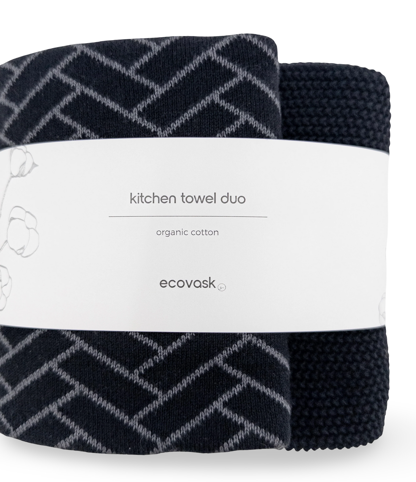 Ecovask Kitchen Towel Duo - Raven Herringbone