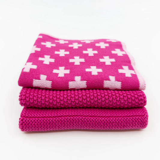 Ecovask Mixed Cloths 3pk - Raspberry