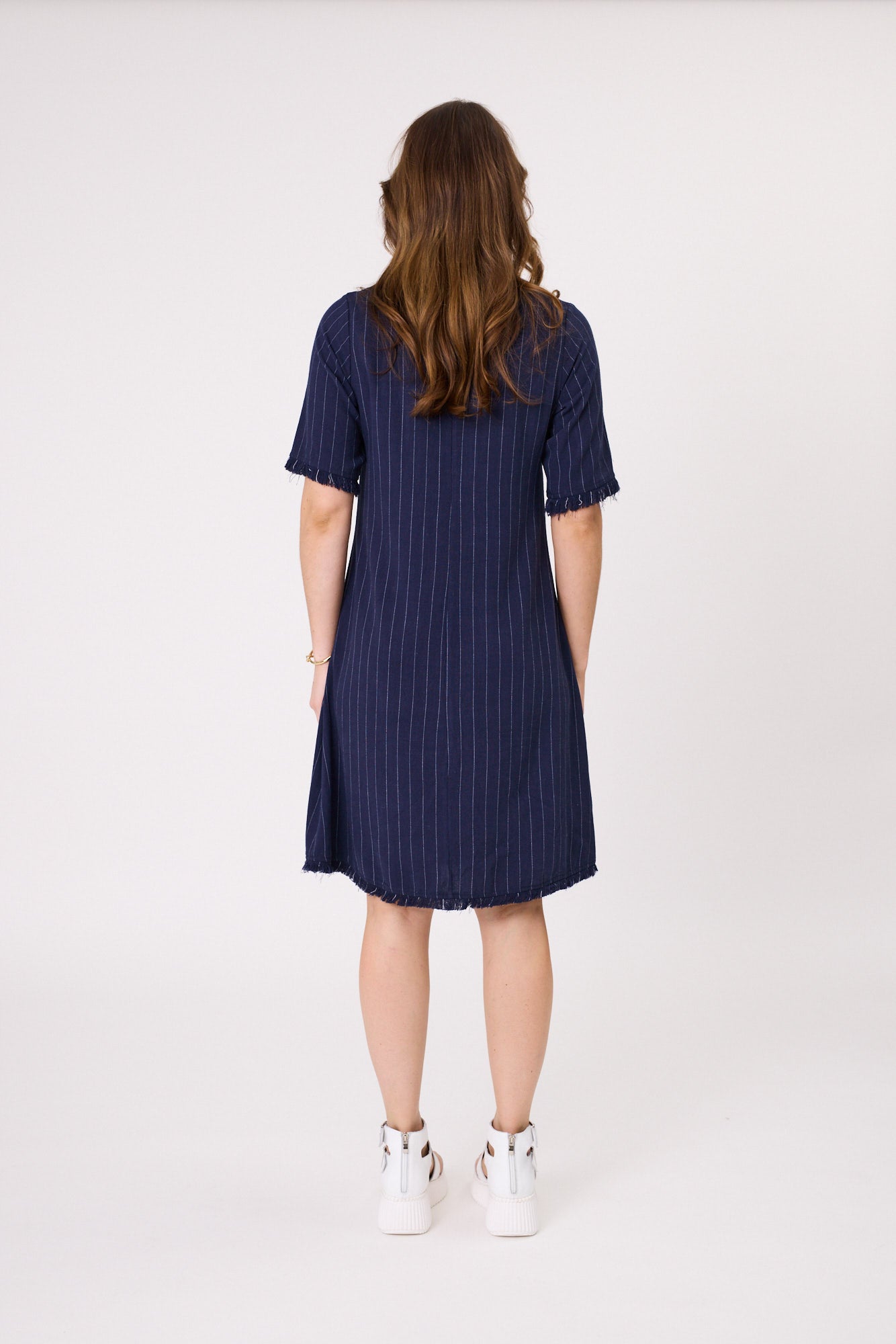 Lemon Tree Allegra Linen Dress - Navy/Stripe