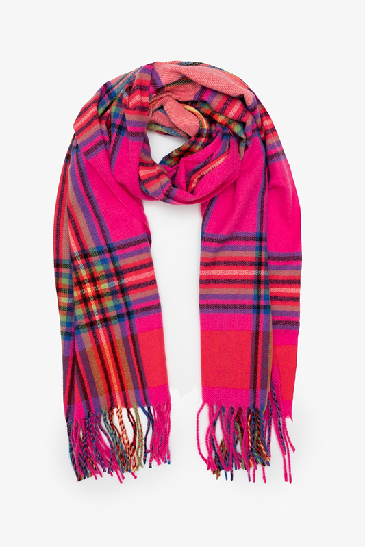 Antler Pink Madras Check Scarf