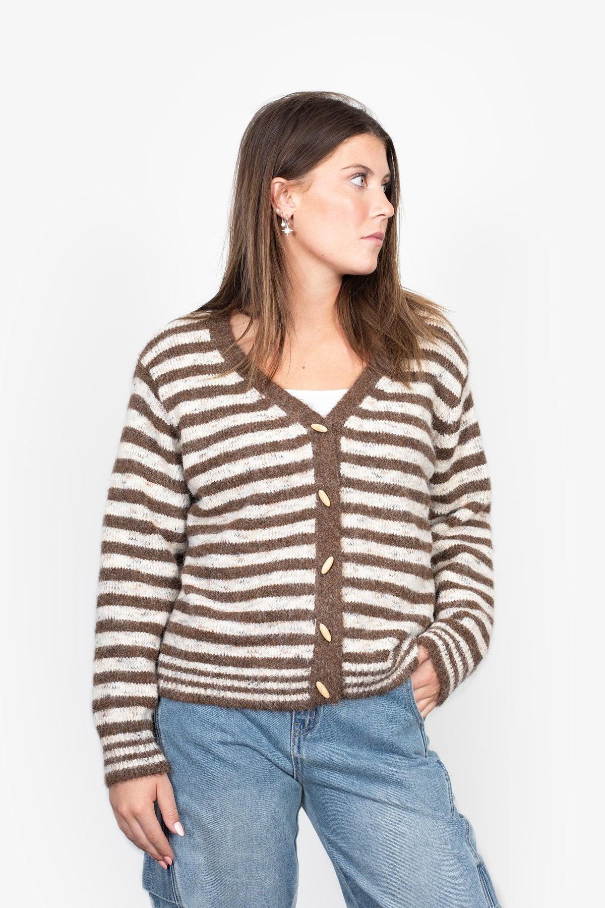 Antler Jordie Cardi - Choc Stripe