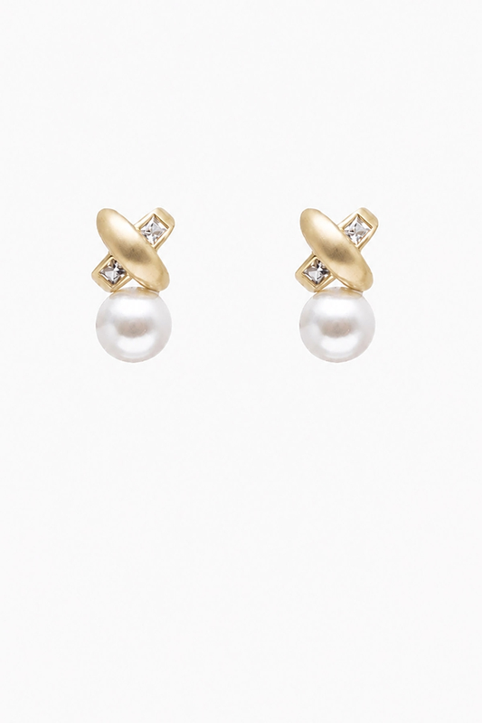 Antler Amour Pearl Earring - Gold