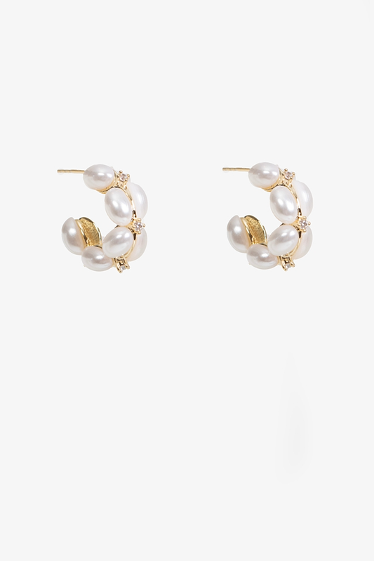 Antler Pearl Hoop - Gold