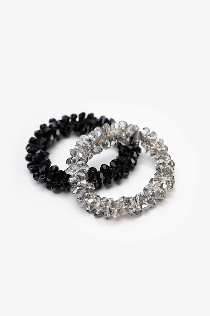 Antler Crystal Hair Tie Set - Black