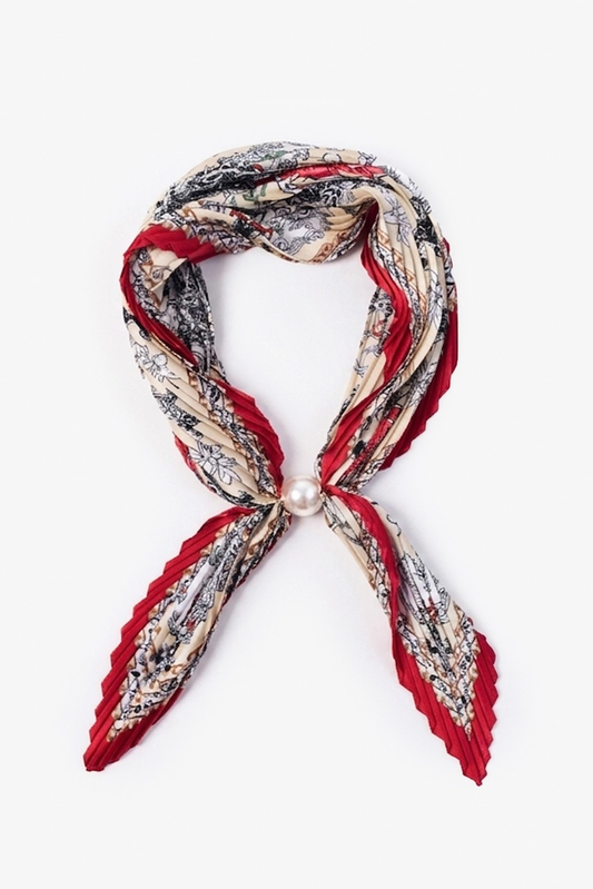 Antler Pleated Pearl Fasten Neck Tie - Rosalie