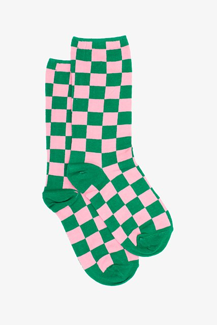 Antler NZ Racer Check Sock - Green & Pink