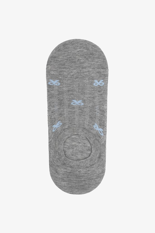 Antler No Show Socks - Grey & Petite Blue Bows
