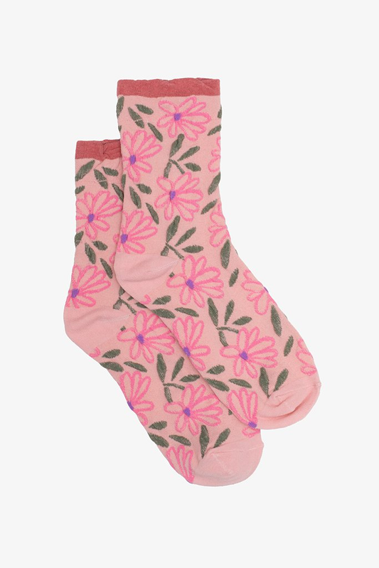 Antler Pink Flowers Sock
