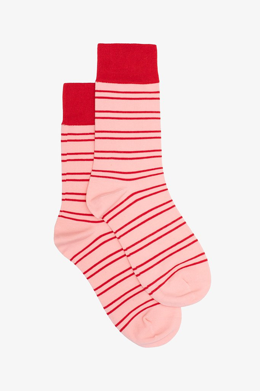 Antler Striped Sock - Pink/Red