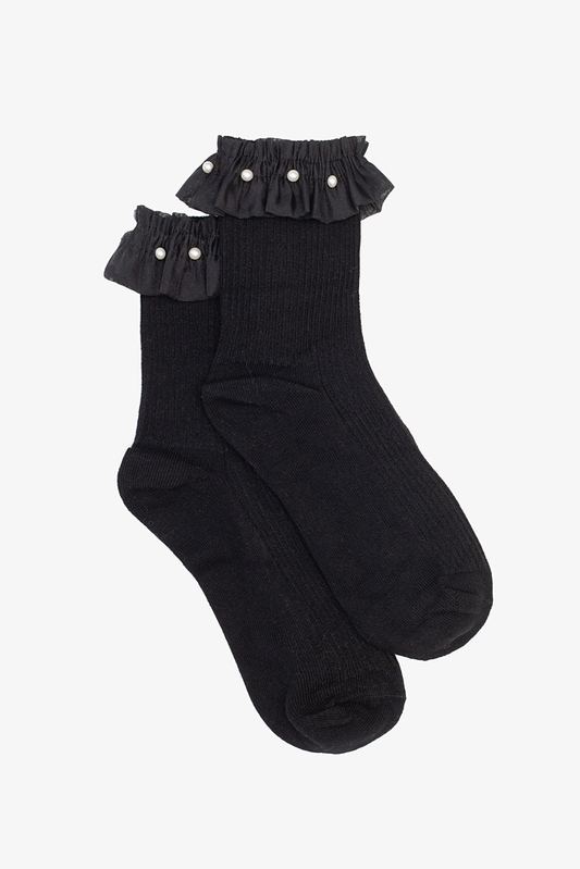 Antler Pleated Pearl Frill Sock