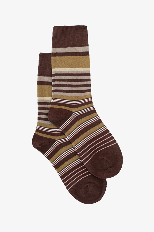 Antler Khaki & Choc Stripe Sock