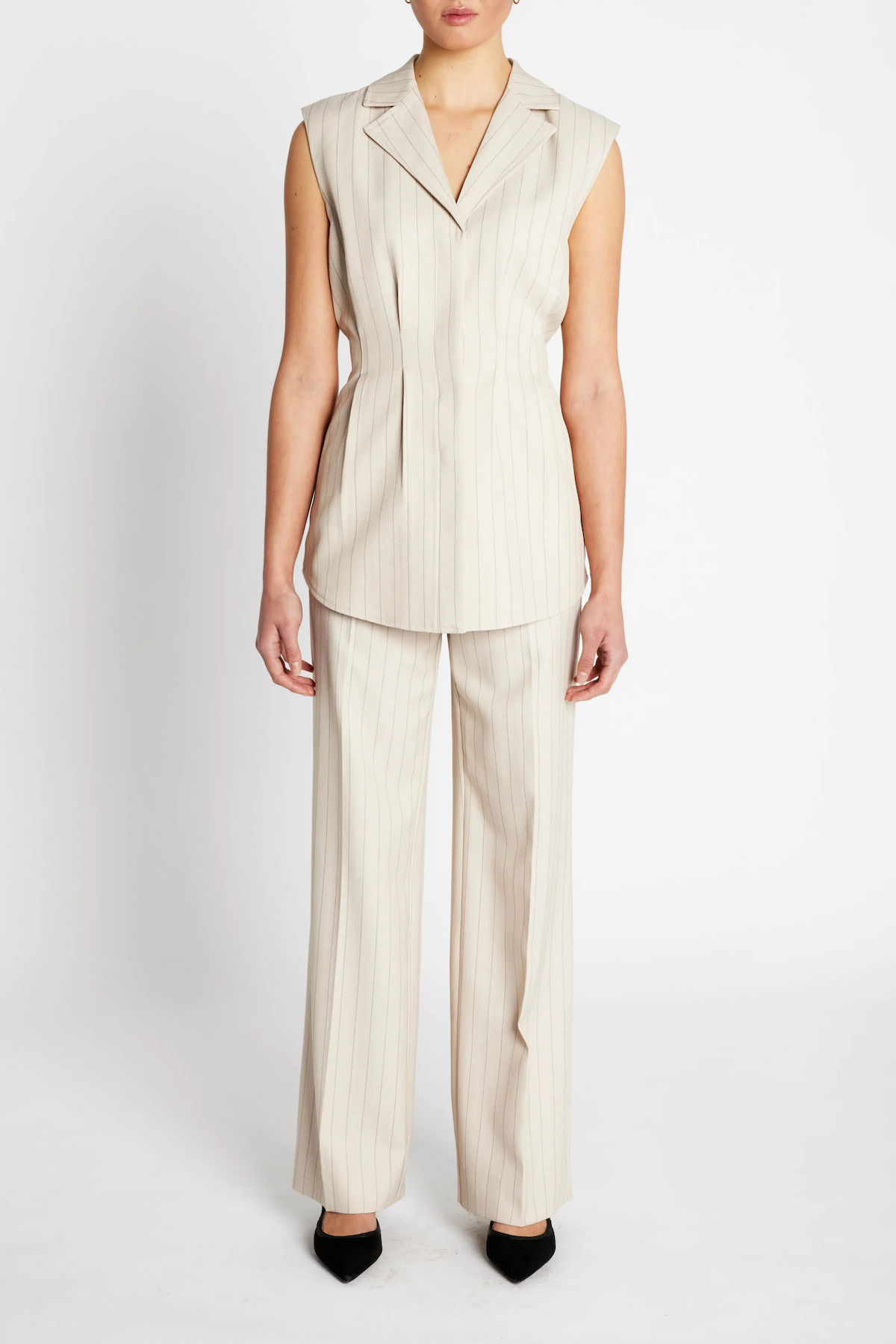 Bruuns Bazaar Apricot Eleza Pants - Light Grey Stripes