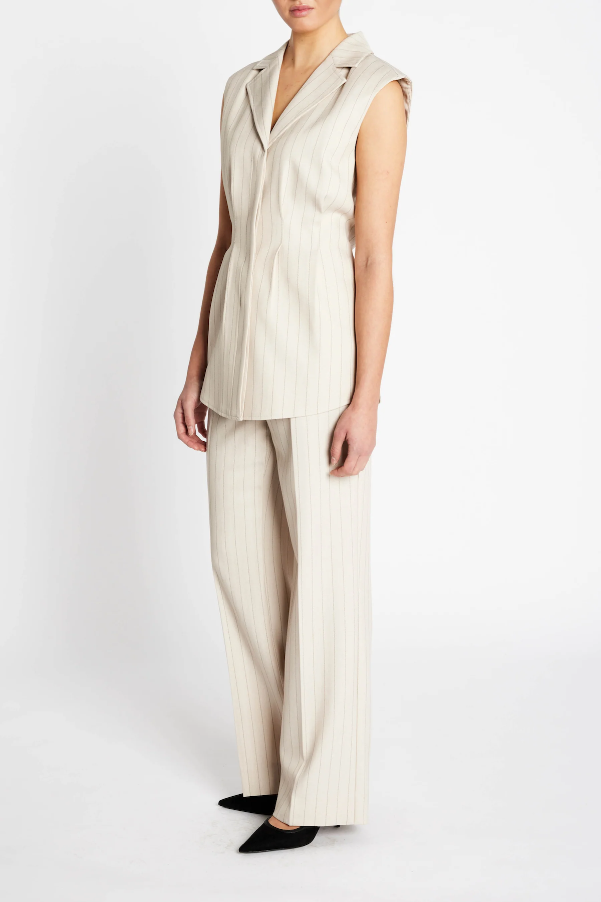Bruuns Bazaar Apricot Urwa Waistcoat - Light Grey Stripes