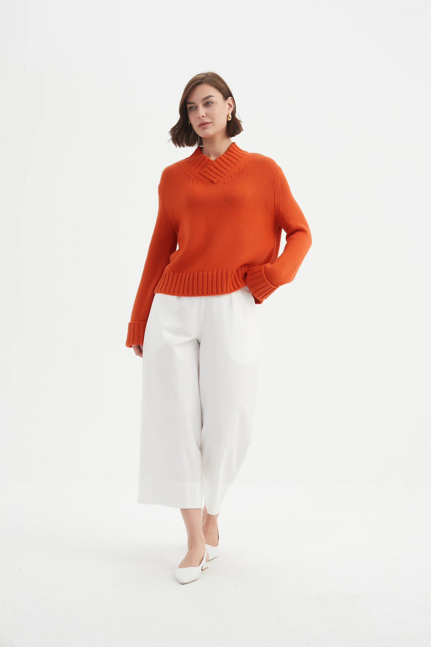 Tirelli Crossover Collar Knit - Blood Orange