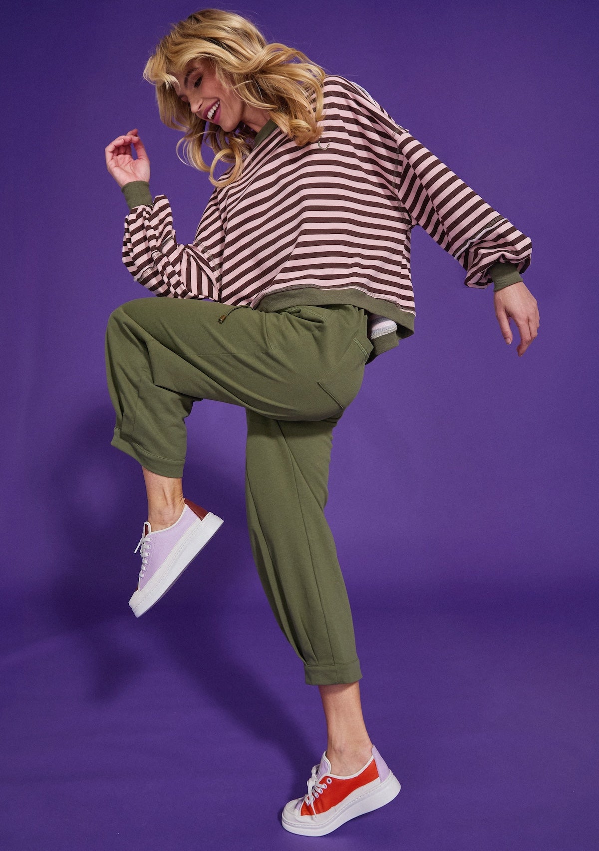 Boom Shankar Guru Sweater - Dusty Pink Stripe
