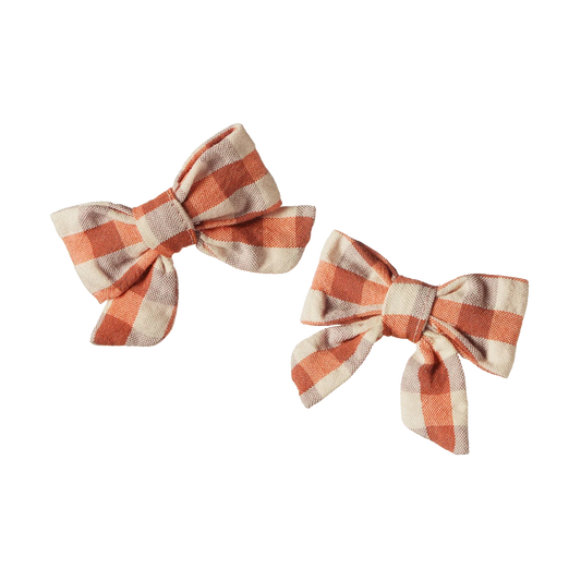 Nature Baby Bow Hair Clips 2pk - Dandelion Gingham