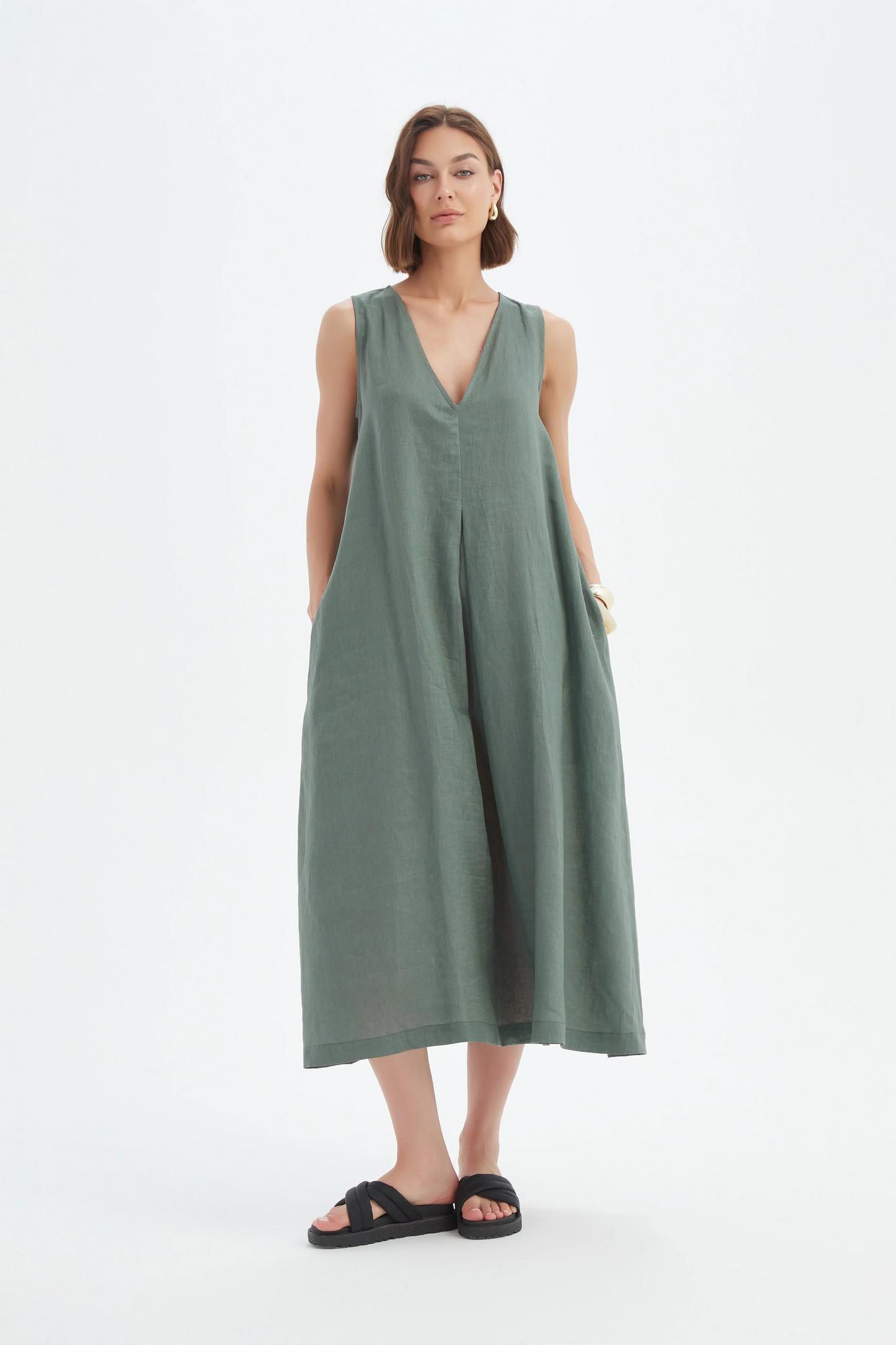 Tirelli Inverted Pleat Dress - Petrol