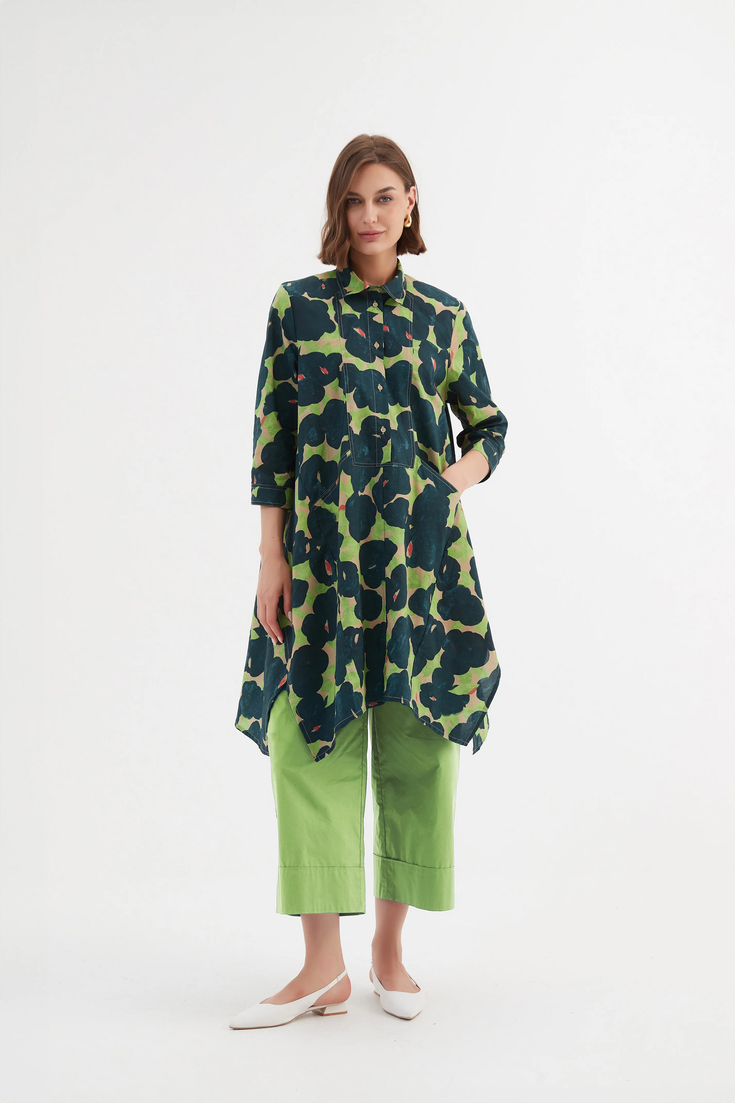 Tirelli Handkerchief Hem Print Shirt - Forrest Blooms