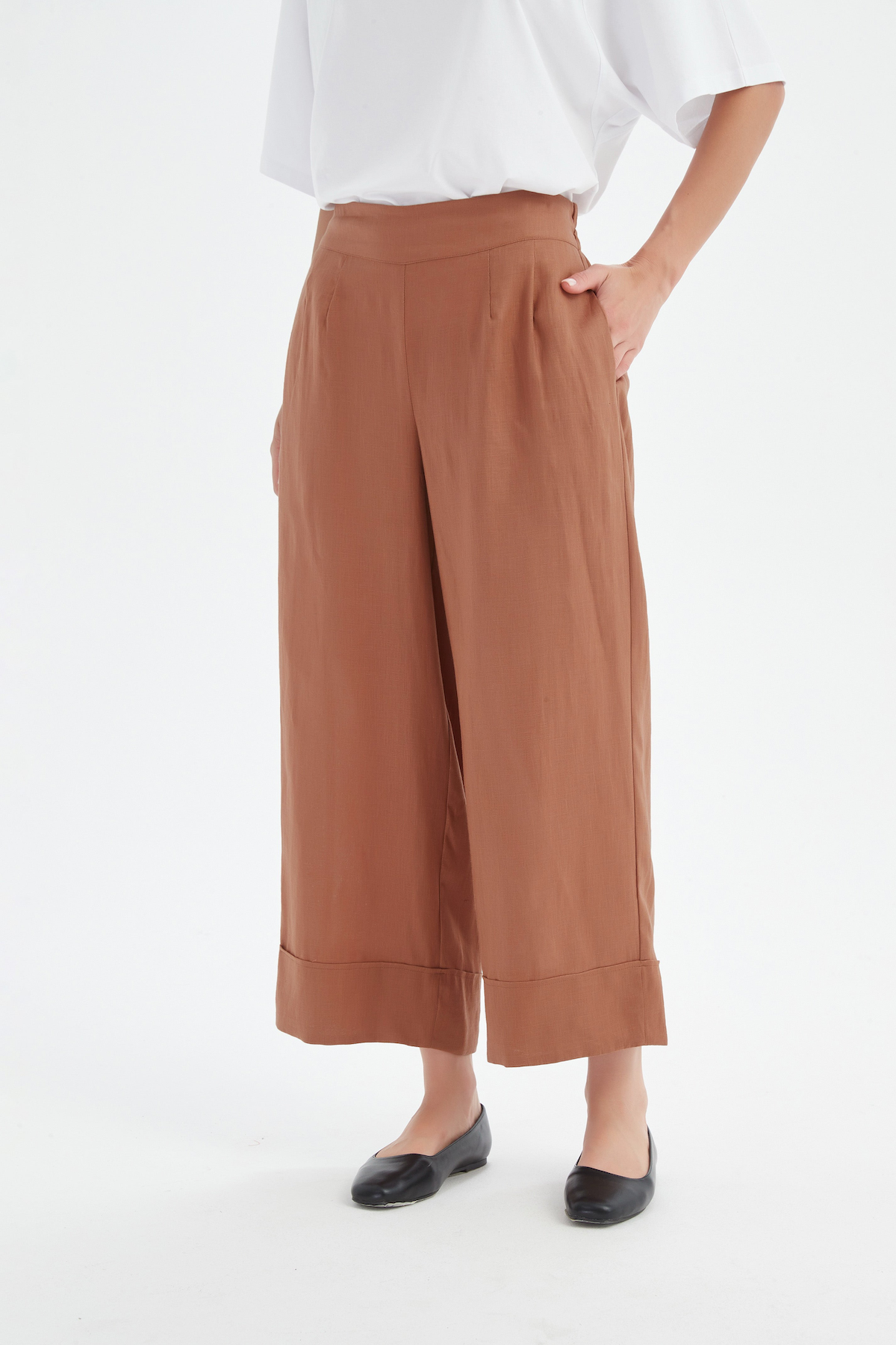 Tirelli Wide Leg Linen Pant - Cedar