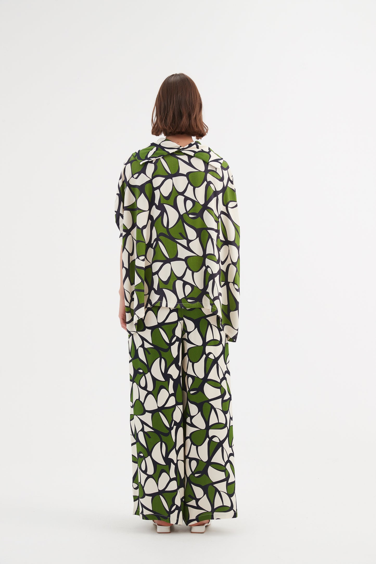 Tirelli Funnel Neck Print Top - Green Oasis Print