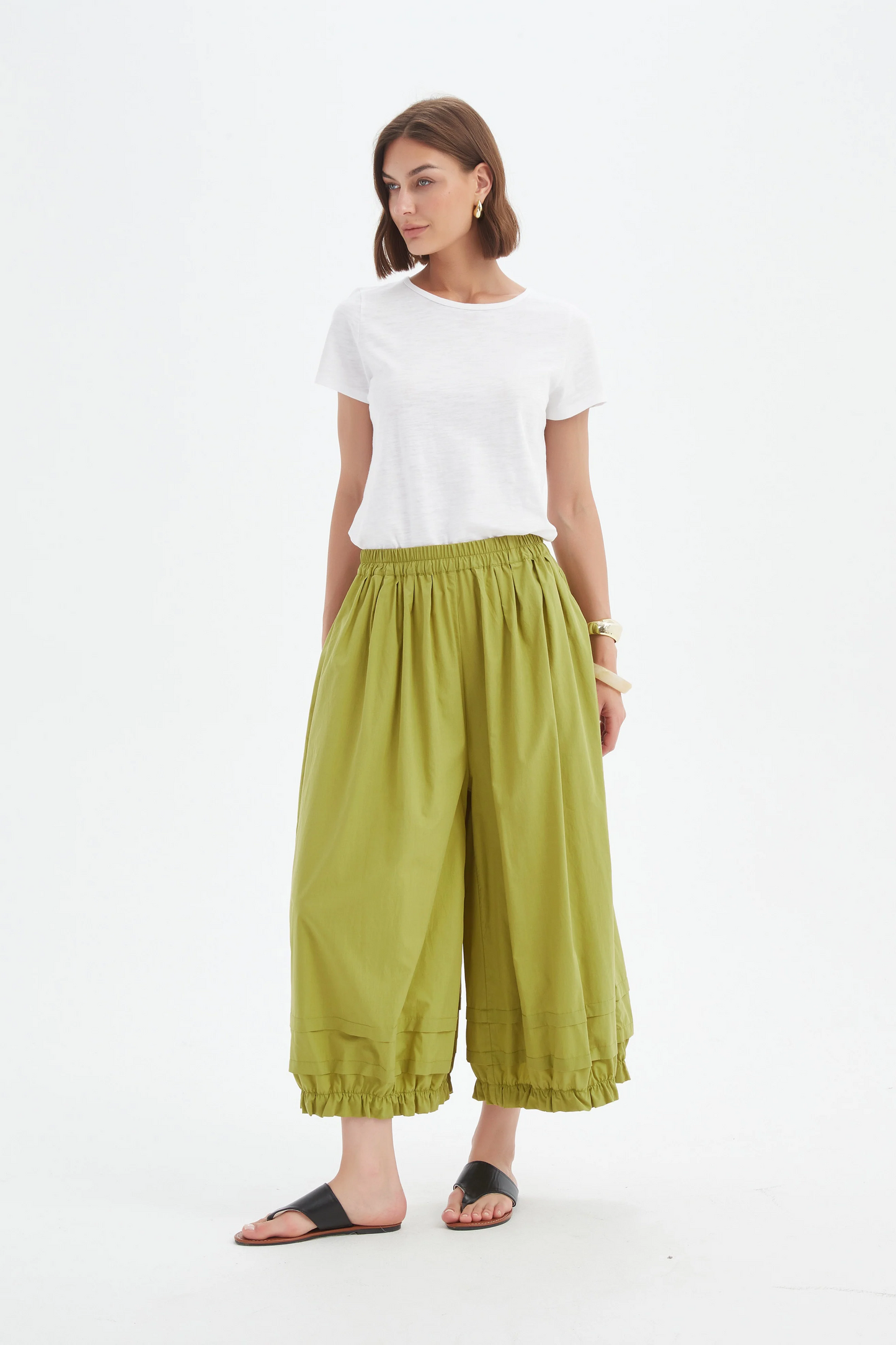 Tirelli Ruffle Cuff Easy Pant - Split Pea