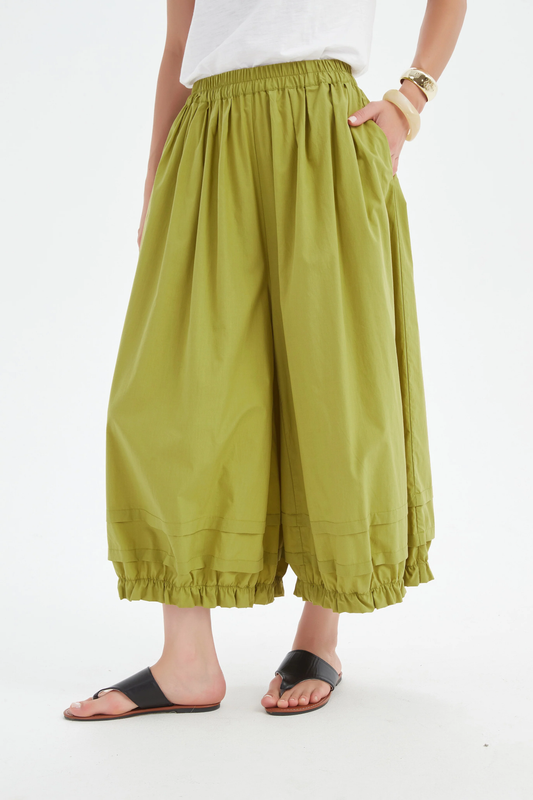 Tirelli Ruffle Cuff Easy Pant - Split Pea