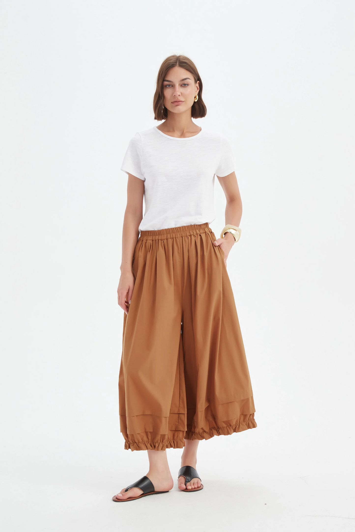 Tirelli Ruffle Cuff Easy Pant - Russet